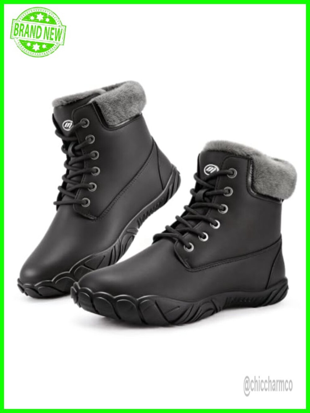 FANGARDEN Women's Waterproof Faux Leather Winter Snow Boots Ankle Lace-Up